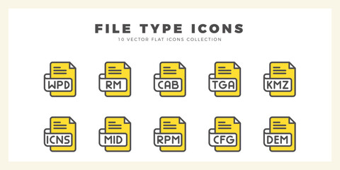 10 File Type Two Color icon pack. vector illustration.