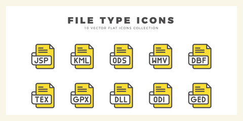10 File Type Two Color icon pack. vector illustration.