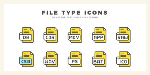 10 File Type Two Color icon pack. vector illustration.