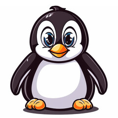 Obraz premium A charming cartoon penguin, full of personality, perfect for kids who love cute animal illustrations.
