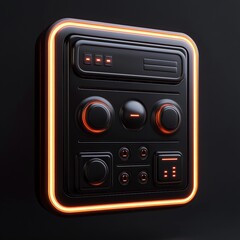Fototapeta premium 3D Panel Icon: Interface for Operating Devices Illustration Logo