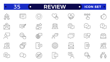 Review ,Feedback, testimonial, customer thin line icons For website marketing design, logo, app, template, ui, etc.