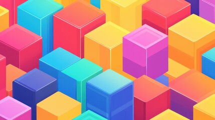 Naklejka premium Explore a vibrant graphic design featuring abstract geometric blocks, showcasing the dynamic world of blockchain technology.