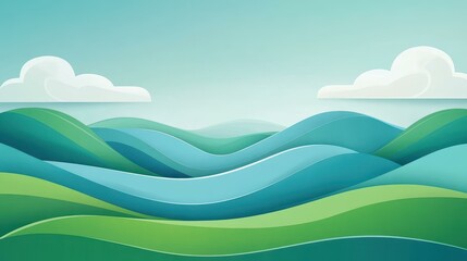 Obraz premium Enjoy a vibrant summer or spring backdrop featuring a gradient of blue and green, perfect for posters and banners.