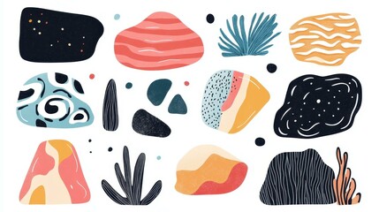 Explore vibrant vector design elements perfect for social media, branding, and packaging. Ideal for unique stickers and patches