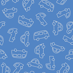 Outline Car Vector Seamless Pattern illustration for Print, Wallpaper, Decoration.