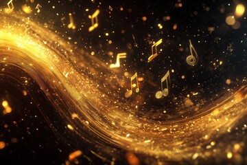 Fototapeta premium A image featuring flowing golden waves interspersed with glowing