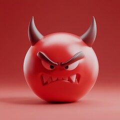 Obraz premium 3D Emoji Icon: Devil Face for Mischievous Expressions Illustration Logo