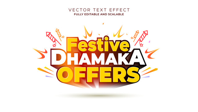 Festive dhamaka offers, sales promotion logo shopping concept for Diwali, Navratri, dussehra and durga puja festival.