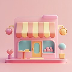 Obraz premium 3D Shop Icon: Tax Free Shopping Area at Airports Illustration Logo