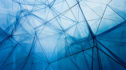 Obraz premium Sparse blue geometric forms connected by faint lines, creating a delicate and minimal plexus