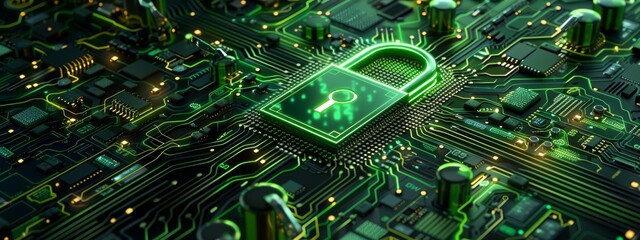 illustration of a green lock digital background
