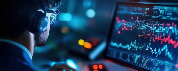 Lab technician conducting experiments on wildlife signals, surrounded by frequency reading instruments, [Technician, Experiment, Signal], [concept: bioacoustic signal research]