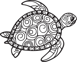 Turtle mandala vector for coloring page.