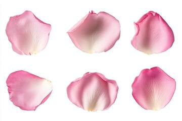 A high-resolution digital image of eight pink rose petals,