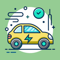 Naklejka premium Electric car icon in modern style vector illustration 