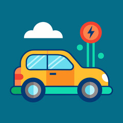 Obraz premium Electric car icon in modern style vector illustration 