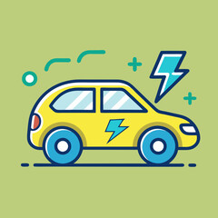 Naklejka premium Electric car icon in modern style vector illustration 