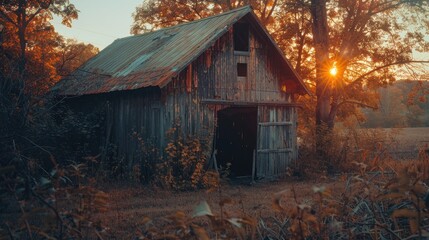 Dilapidated storage barn left unattended and in disrepair