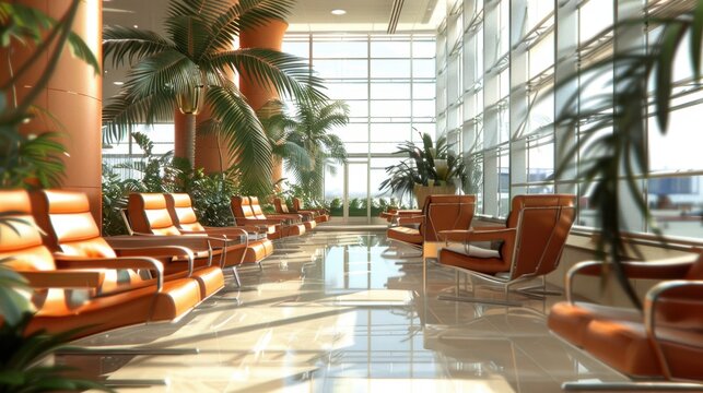 Airport Lounge: A comfortable lounge for passengers to relax before flights, equipped with seating, refreshments, Wi-Fi, and showers, available with select tickets or memberships.
