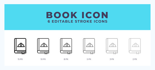 Book icon symbol. Outline. Lineal icon with editable stroke.