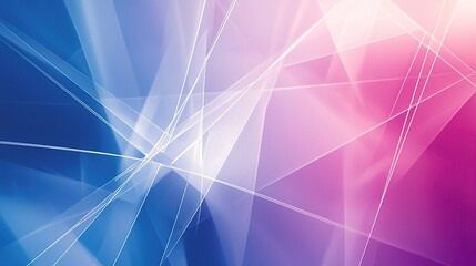 Abstract background with blue, pink, and white geometric shapes.