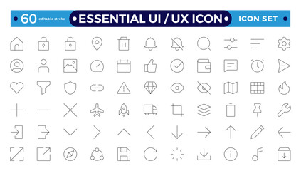 Best collection of UI/UX icon sets, user interface icon sets, Basic User Interface Essential Sets, and Line Outline Icons for Apps, Web, and Print. Editable stroke outline icon.
