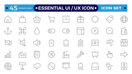 Best collection of UI/UX icon sets, user interface icon sets, Basic User Interface Essential Sets, and Line Outline Icons for Apps, Web, and Print. Editable stroke outline icon.
