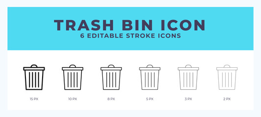 Trash bin line icon. For web. And mobile app. Vector illustration.