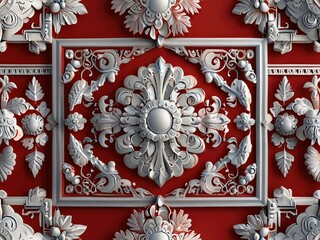 3d red & silver background with ornament,3d background with frame,3d background