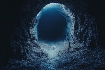 Obraz premium A Dark and Mysterious Tunnel Leading to a Light Source