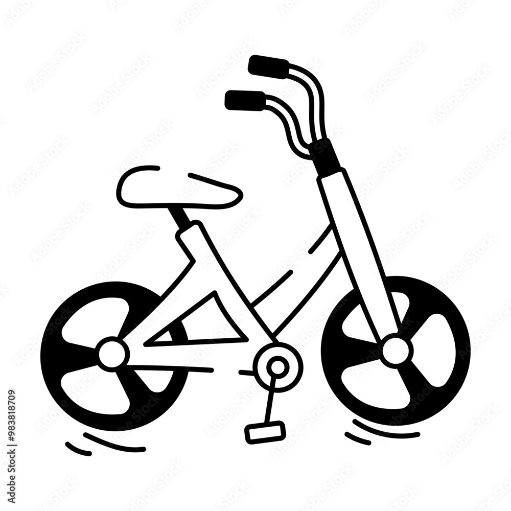 Sticker doodle style icon of modern bicycle