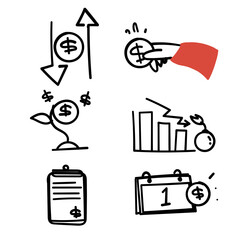 hand drawn doodle money investment management related icon