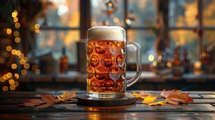 Vintage Oktoberfest Beer Festival Poster with Hand-Drawn Glass Mug and Brewery Label or Badge in Vector Format