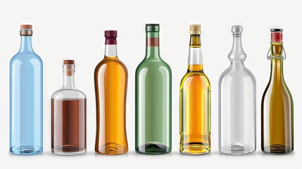 Crystal Clear: Versatile Vector Illustrations of Empty Glass Bottles