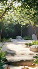 Fototapeta premium Relax in a serene garden with soft colors and natures beauty