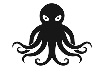 Octopus Black silhouette vector Illustration, black Octopus icon white background