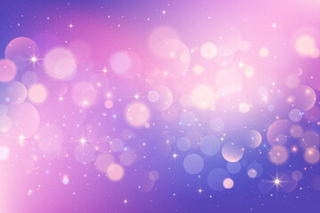 Purple and pink unicorn background with stars and bokeh. Magic cute gradient sky with glitter. Abstract vector space with soft light. Soft ombre gradation wallpaper © Chorna_L