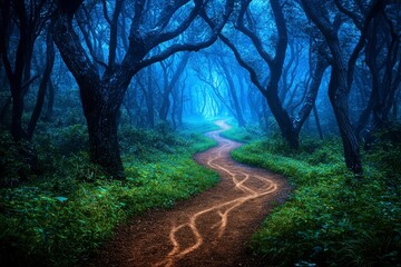 Fototapeta premium A Winding Path Through a Misty Forest