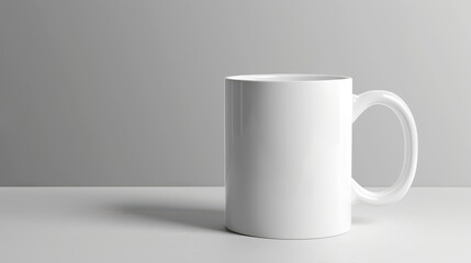 Obraz premium A sleek mug mockup displayed against a light gray backdrop, perfect for showcasing your creative designs in a professional manner.