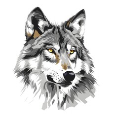 Close-up portrait of a wolf with piercing yellow eyes.