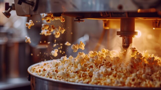 Popcorn Machine: A sizable metallic machine designed to pop corn kernels into fluffy popcorn, usually featuring a warming light for keeping it fresh and delicious.
