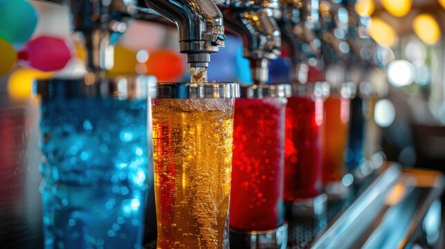 Soda Fountain: This machine offers an array of soft drinks, enabling customers to dispense their favorite beverages into cups for a customized drink experience.
