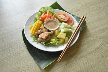 Healthy food photo of delicious and delicious vegetable salad. This salad is good for health