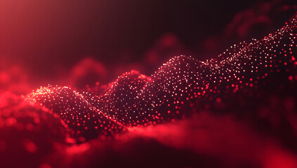 Futuristic Red Digital Wave - Abstract Data Flow and Technology Background