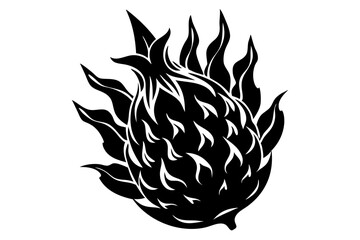Dragon Fruit Vector Silhouette, Dragon Fruit Clipart 