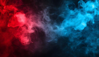 Abstract Red and Blue Smoke Swirls - Dynamic Colorful Smoke Art