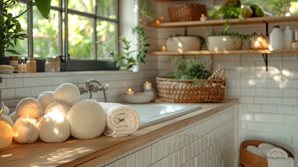Cozy and Serene Bathroom with Natural Decor Elements