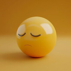 Fototapeta premium 3D Emoji Icon: Sad Face for Unhappy Feelings Illustration Logo
