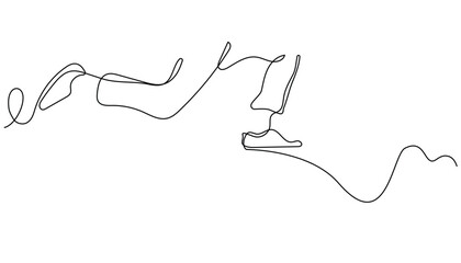 continuous line drawing of running legs. minimalist line of active man running. single line drawing. isolated white background